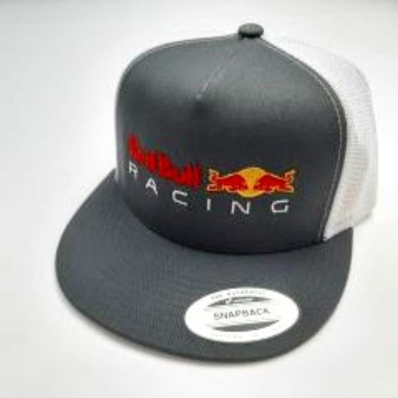 Red Bull Racing Flat Bill Mesh Snapback Hat Cap Embroidered Logo - Picture 1 of 4